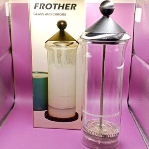 Never Use NEW Vintage Glass French Press Coffee Maker with Black Lid